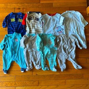 8 piece baby boys pajamas; 3 months; summer, spring, fall, Carter’s brand